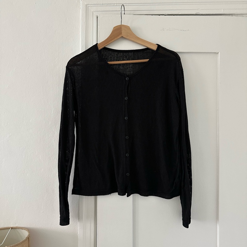Black Button-Up See Through Top
